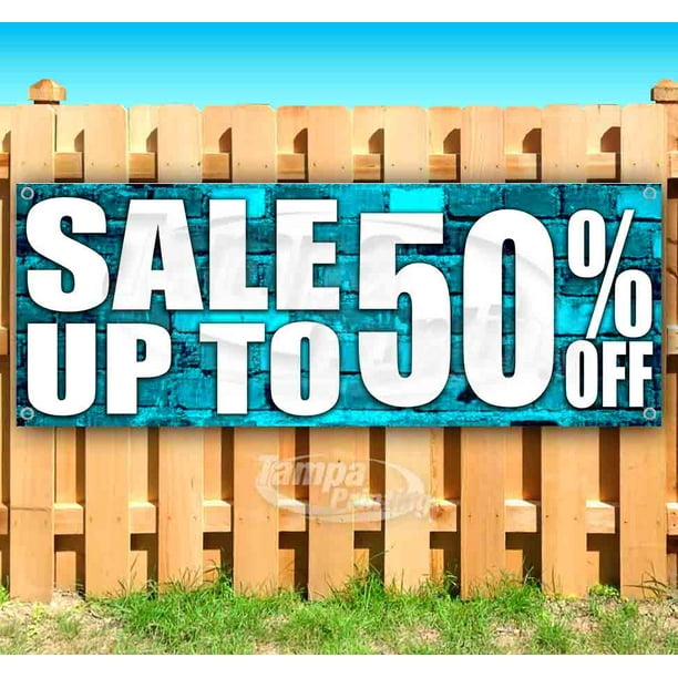 Advertising Up to 50% Off Red Caps 13 oz Heavy Duty Vinyl Banner Sign with Metal Grommets New Flag, Many Sizes Available Store Advertising Up to 50% Off Red Caps 13 oz Heavy Duty Vinyl Banner Sign with Metal Grommets New Flag, Many Sizes Available Store